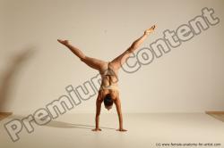Underwear Gymnastic poses Woman White Moving poses Slim long brown Dynamic poses Academic